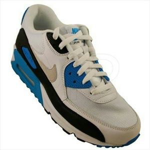NIKE AIR MAX 90 WHITE BLUE BLK SNEAKERS 10.5